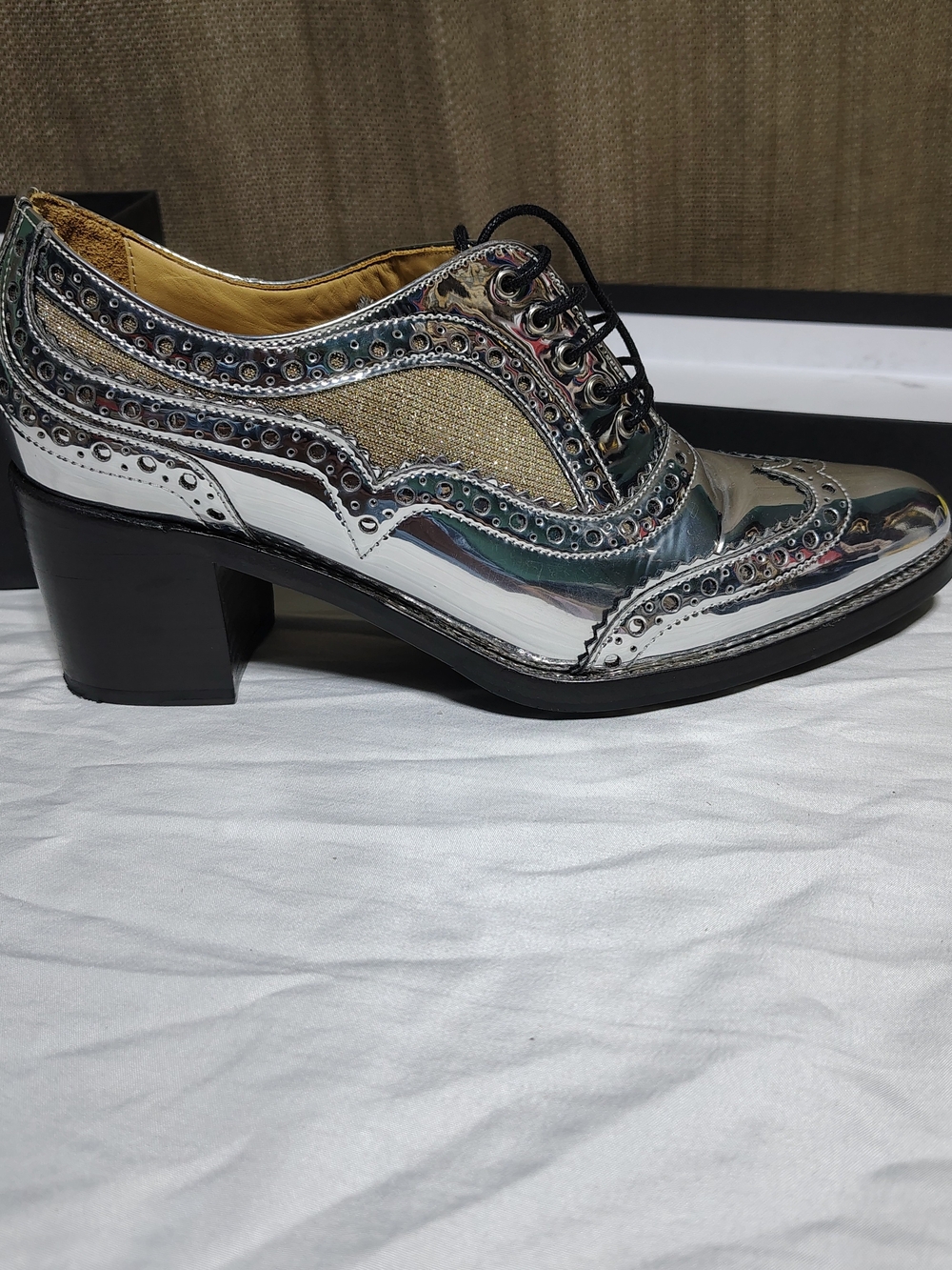 The Office of Angela Scott Mrs Doubt Silver Metallic Oxfords EU41